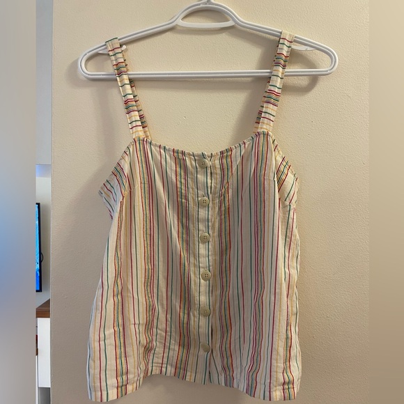 Madewell Multicolored Straight Neck Striped Linen Tank Top - Picture 3 of 6